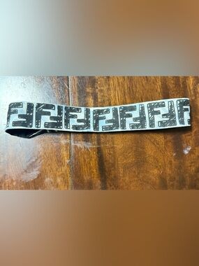 Fendi Black and Cream Logo Elastic Headband